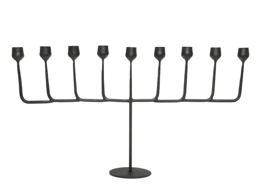 Černý antik kovový svícen na 9 úzkých svíček Gennio - 57*33 cm 71124924