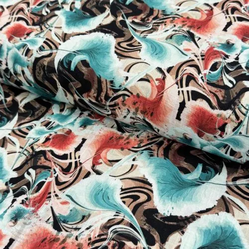 Viskóza se lnem Paint chaos design B digital print