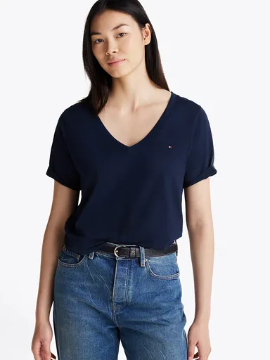 Tommy Hilfiger dámské tmavě modré tričko WW0WW44177 XS