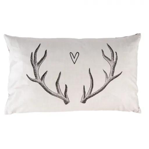 Béžový povlak na polštář s parožím Love Deer - 30*50 cm NWV36-5