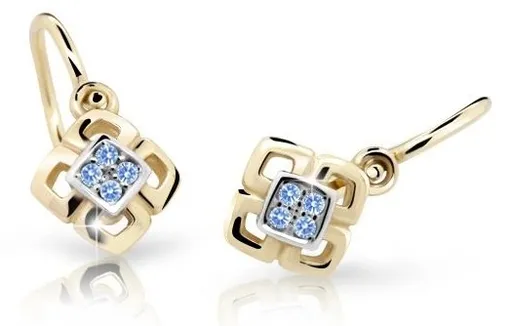 Cutie Jewellery Dětské bicolor náušnice ze žlutého zlata C2240-10-X-1 světle modrá