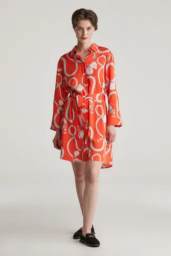ŠATY GANT REL SAILING PRINT SHIRT DRESS ORANGE RED