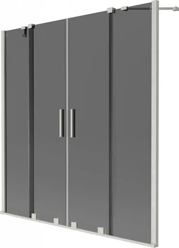 MEXEN/S Velar Duo dvoukřídlá posuvná vanová zástěna 160 x 150, grafit, nikl kartáčovaný 896-160-000-42-97