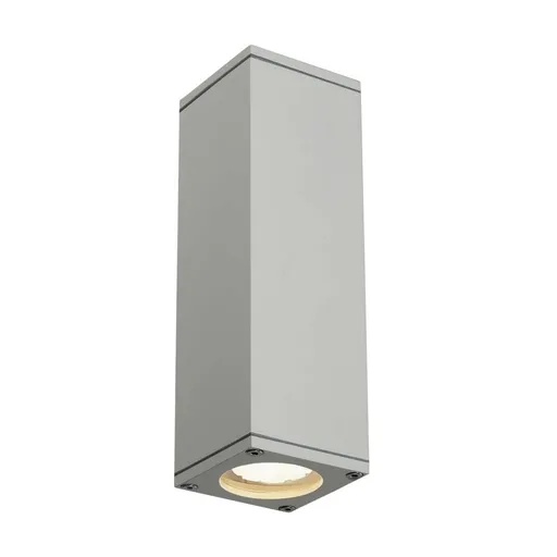 SLV BIG WHITE THEO, venkovní nástěnné svítidlo, QPAR51, IP44, hranaté, up/down, stříbrošedé, max. 70 W 229532
