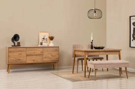 Set s rozkládacím stolem, židlemi a konzolou (5 kusů) Vina 02 0900 - Atlantic Pine, Stone