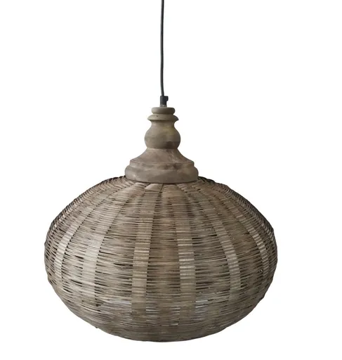 Přírodní dřevěné světlo s ratanovým stínidlem Roellie - Ø 40*45 cm/ E27/ 25W 71130200