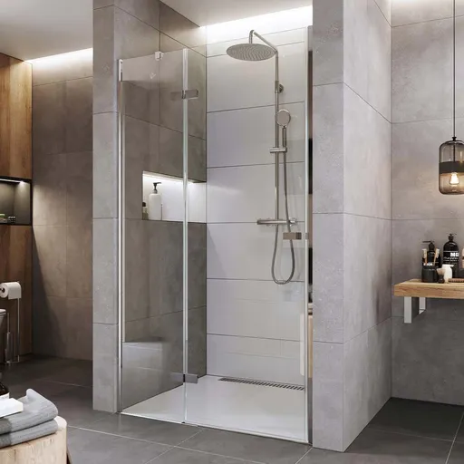 Mereo Sprchové dveře, Novea, pantové, 90x200 cm, chrom ALU, sklo Čiré, levé provedení CK10211ZL