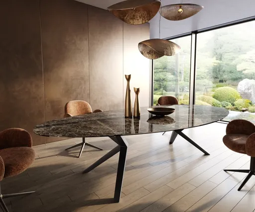 Jídelní stůl Edge Oval 315x150 Keramický Laminam®Emperador