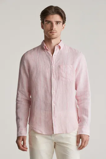 KOŠILE GANT REG LINEN STRIPE SHIRT GERANIUM PINK