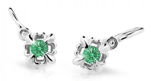 Cutie Jewellery Roztomilé dětské náušnice z bílého zlata C2212-10-X-2 zelená