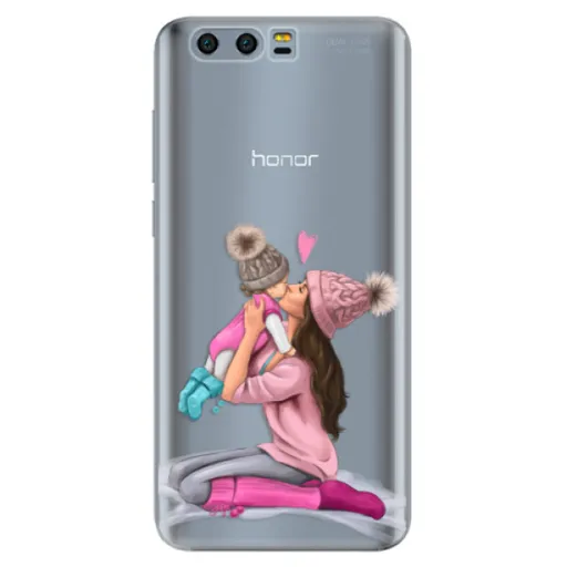 Odolné silikonové pouzdro iSaprio - Kissing Mom - Brunette and Girl - Huawei Honor 9