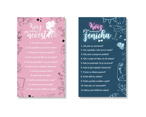 Personal Set kvízů pro ženicha a nevěstu