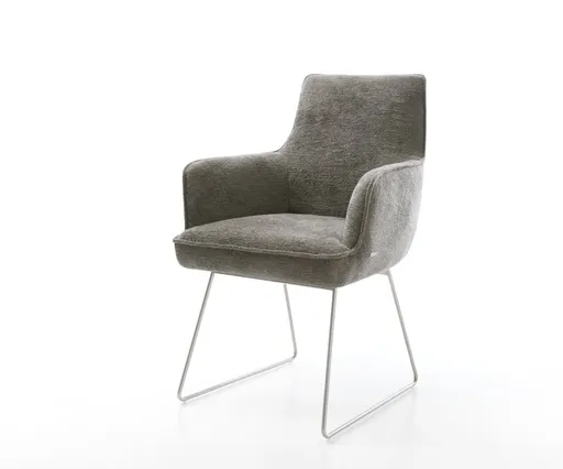 Jídelní židle Heira-Flex s područkami bouclé měkký tmavě béžová