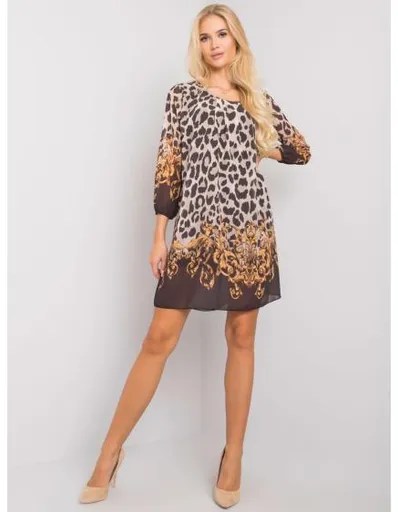 Dámské šaty se zvířecím potiskem Sunny OCH BELLA béžové