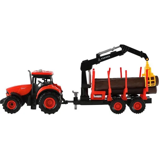 Traktor Zetor s vlekem s naklád. ramenem plast 36 cm na setrvačník se svět. a zvuk. efekty