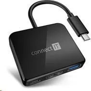 CONNECT IT USB-C hub, 3v1 (USB-C, USB-A, HDMI), externí, černý
