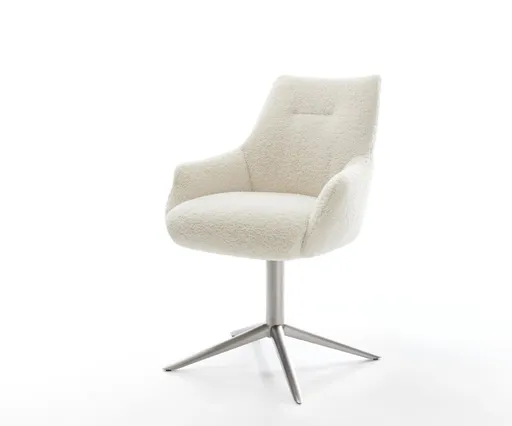 Jídelní židle Alja-Flex s područkami plyšový manšestr béžová