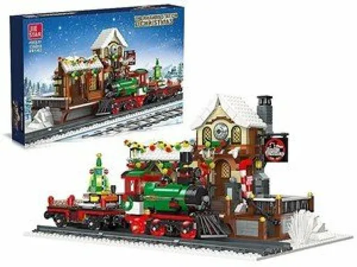 Stavebnice vánoční vláček s LED osvětlením (1362 dílků)