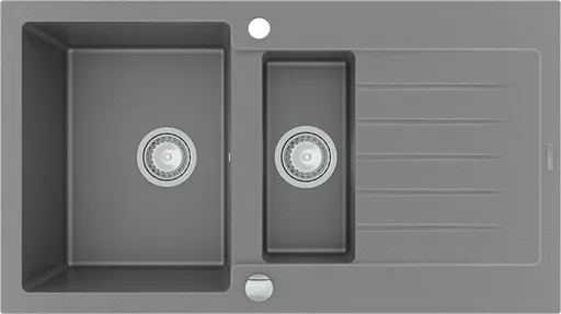 MEXEN Matias žula dřez 1,5-mísa dřez s vypouštěním krátký odkapávač 900x505 mm, šedá 6502901505-71