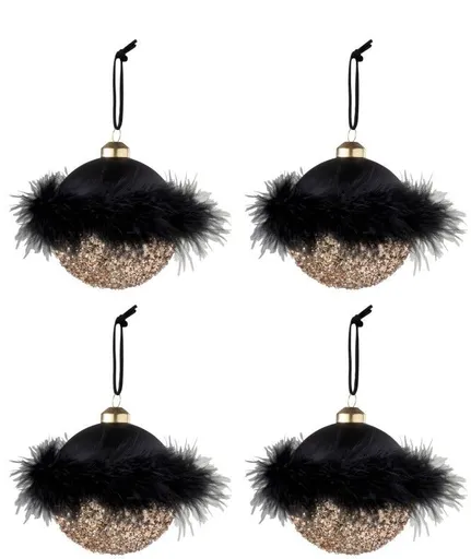 4ks zlatočerné vánoční koule  Baubles  – Ø 11 cm 97608