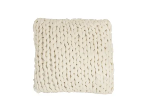 Pletený krémový polštář Tricot white - 40*40 cm J-Line by Jolipa