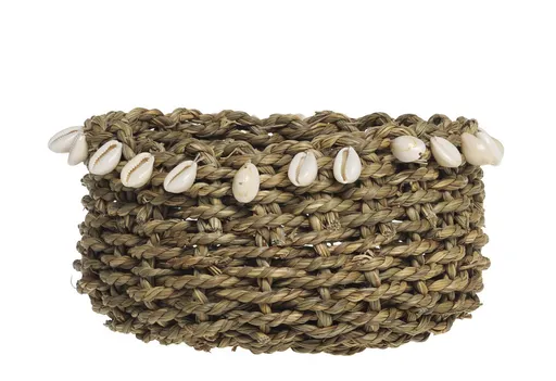 Košík z mořské trávy zdobený mušlemi Shells - Ø 10*18 cm 15027200
