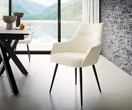 Jídelní židle Alja-Flex zúžená podnož kovová černá bouclé