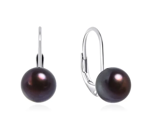 MOISS Elegantní stříbrné náušnice s černými perlami EP000098_EP000104 1,7 x 0,8 cm