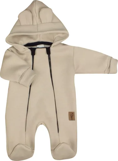 Kazum Oteplený dětský overálek se šlapkama a kapucí,, béžový vel.  80