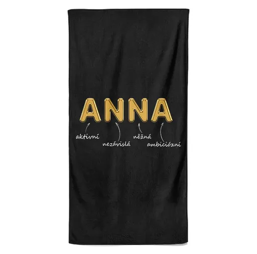 Osuška Ženská jména – GOLD (Jméno: Anna, Velikost osušky: 70x140cm)