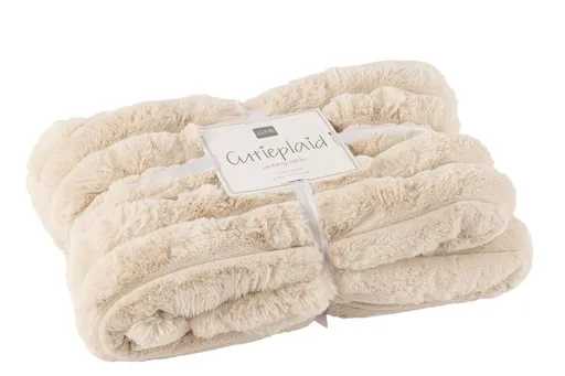 Béžový plyšový měkoučký žebrovaný pléd Soft Gio - 130*180 cm  J-Line by Jolipa