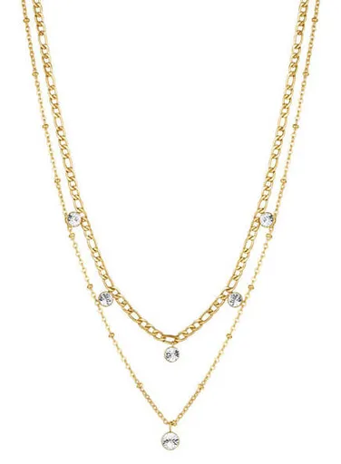 Brosway Pozlacený dvojitý náhrdelník s krystaly Symphonia BYM82