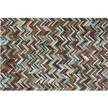Patchwork koberec z hovězí kůže v hnědo-modrých odstínech 160x230 cm AMASYA, 57135 (beliani_57135)
