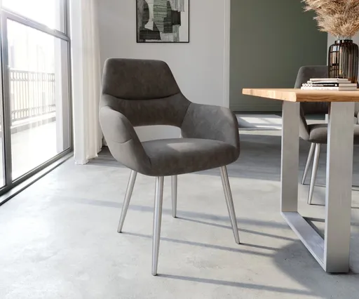 Jídelní židle Yago-Flex s područkami zúžená podnož nerezová