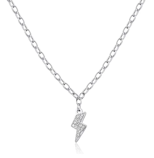 S'Agapõ Stylový ocelový náhrdelník Blesk s krystaly Happy SHAR22