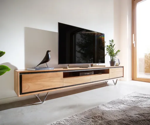 TV stolek Stonegrace 240 cm akácie přírodní 2 dvířka 1