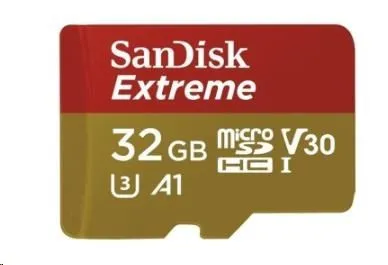 SanDisk MicroSDHC karta 32GB Extreme (100MB/s, Class 10, UHS-I U3 V30) + adaptér