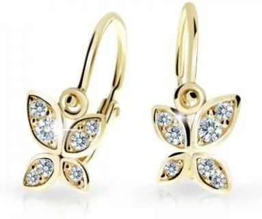 Cutie Jewellery Dětské náušnice ze žlutého zlata Motýlci C2259-10-X-1 bílá