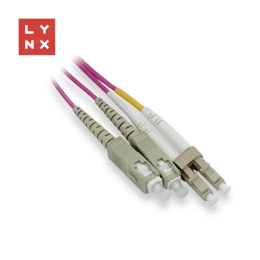 LYNX duplexní patch kabel MM, OM4, LC/SC, 50/125µm, 1m