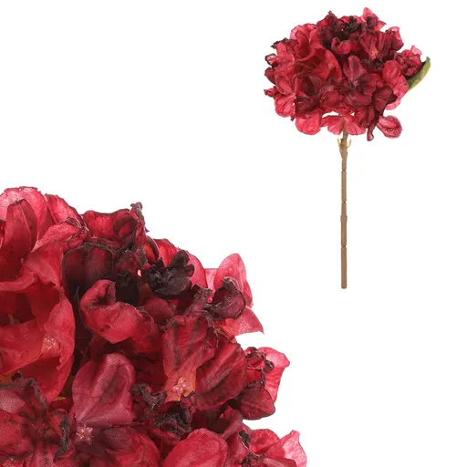 Hortenzie červená - umělá řezaná květina, 62 cm