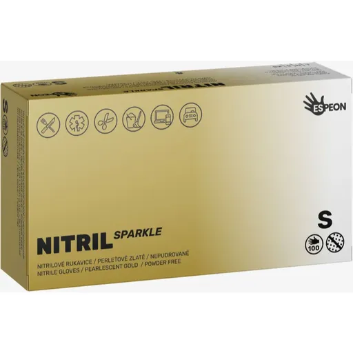 Espeon Nitril Sparkle Pearlescent Gold nitrilové nepudrované rukavice velikost S 2x50 ks