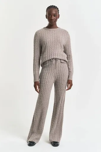 KALHOTY GANT CABLE KNIT WOOL PANTS TAUPE BEIGE