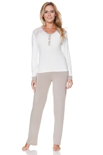 Dámské bambusové pyžamo FRANCESCA M Béžová