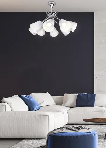 Chromová stropní lampa, nastavitelná, 8 Vox