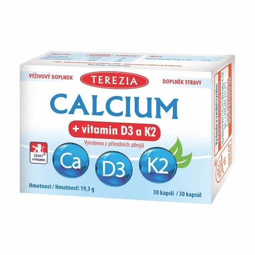 Terezia Calcium + vitamin D3 a K2 30 kapslí