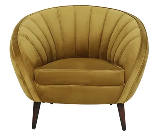 Okrové designové sametové křeslo Almond ocher - 91*71*77cm Light & Living