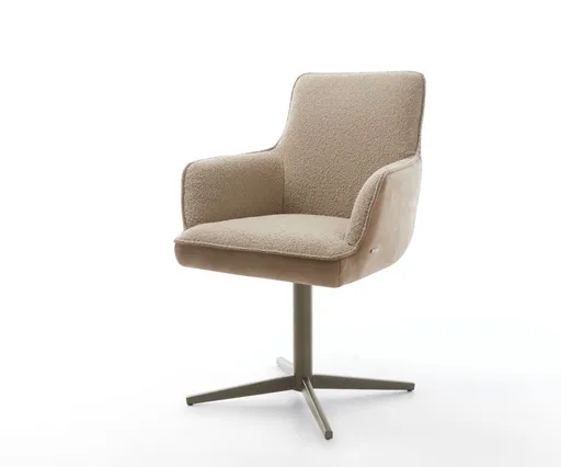 Jídelní židle Heira-Flex s područkami mix materiálů béžová