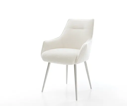 Jídelní židle Alja-Flex s područkami bouclé měkký béžová 4 nohy