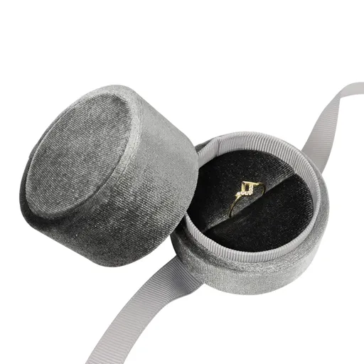 Semišová dárková krabička na prstýnky - elegantní šedá