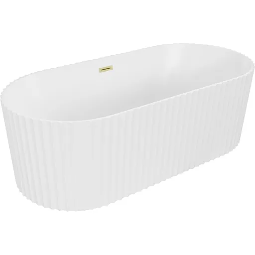 MEXEN/S Paola volně stojící vana reliéf 150 x 75, bílá mat, sifon a přepad zlatá kartáčovaná 52721507501-55